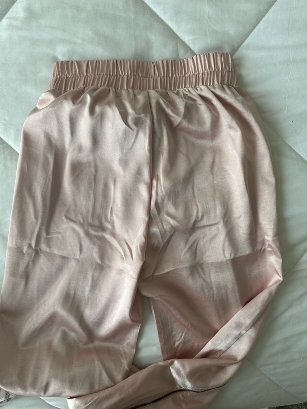 Fashion Nova Satin Track Joggers in Light Pink - Picture 4 of 5